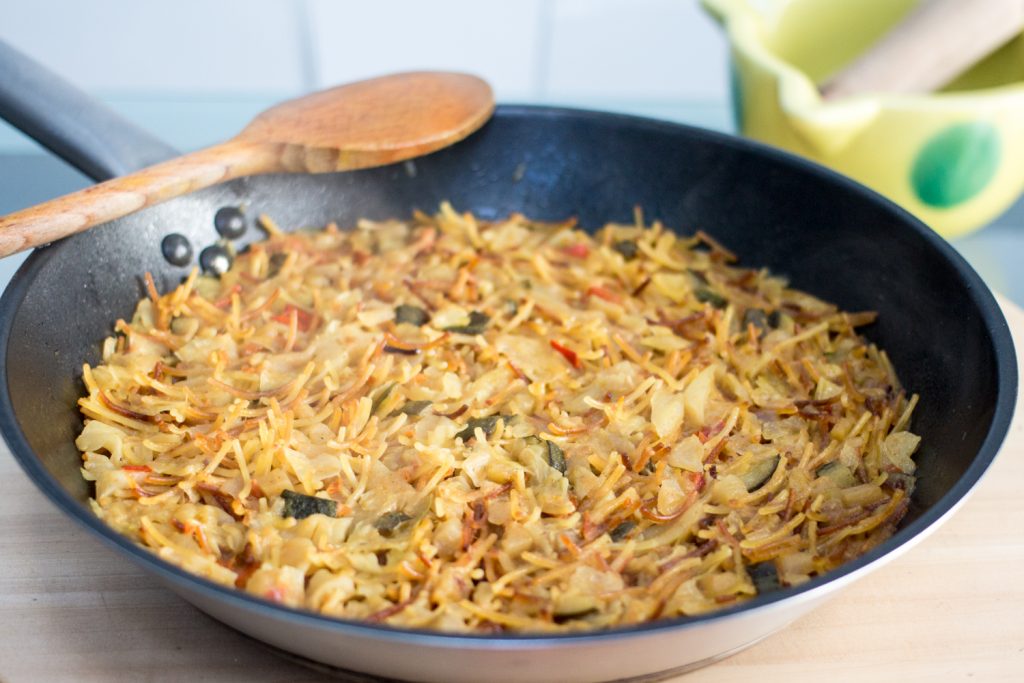 Fideuá de verduras, receta casera para hacer paso a paso