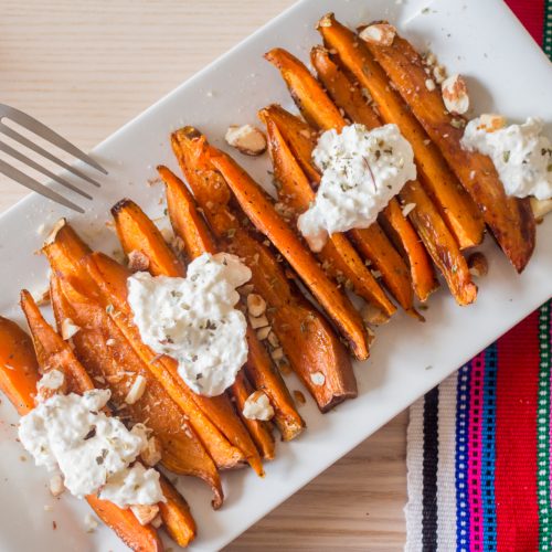 receta de boniato con feta y almendras