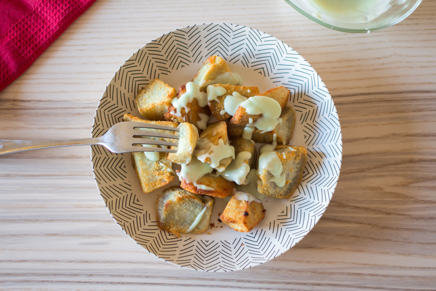 receta de bravas de boniato blanco eco con wasabi